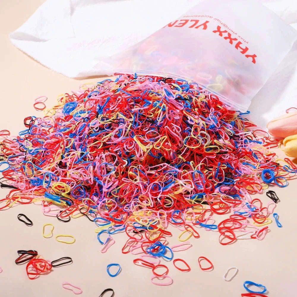 Colorful Mini Hair Ties Bulk Pack for Kids' Everyday Styling-1 / 1000pcs
