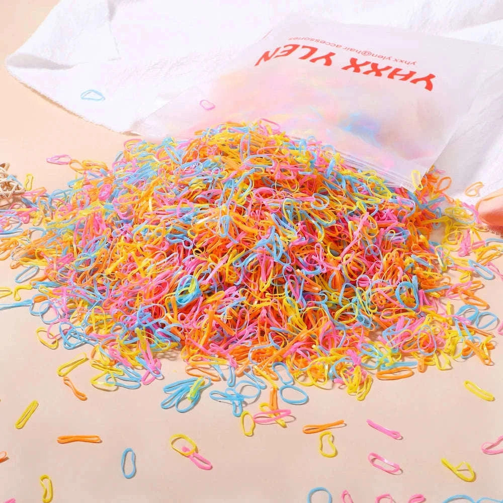 Colorful Mini Hair Ties Bulk Pack for Kids' Everyday Styling-1 / 1000pcs