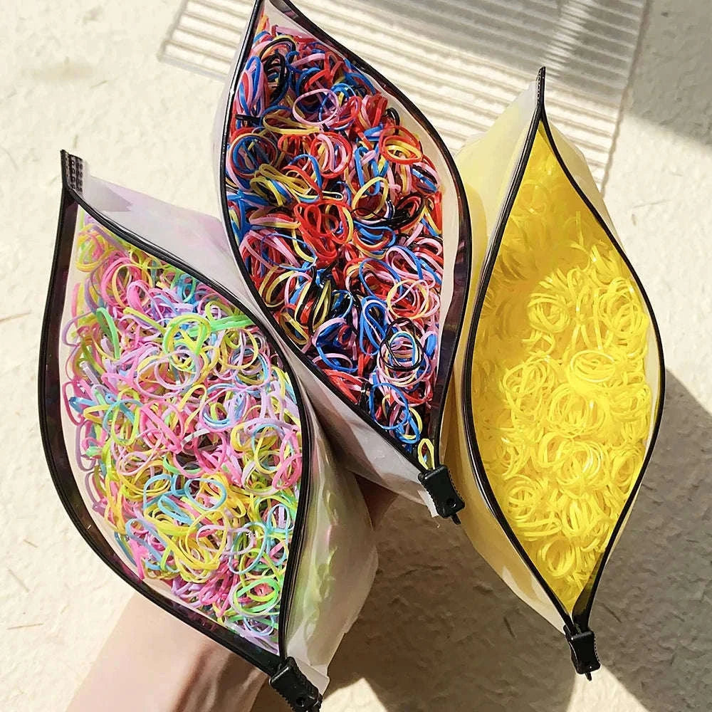 Colorful Mini Hair Ties Bulk Pack for Kids' Everyday Styling-1 / 1000pcs