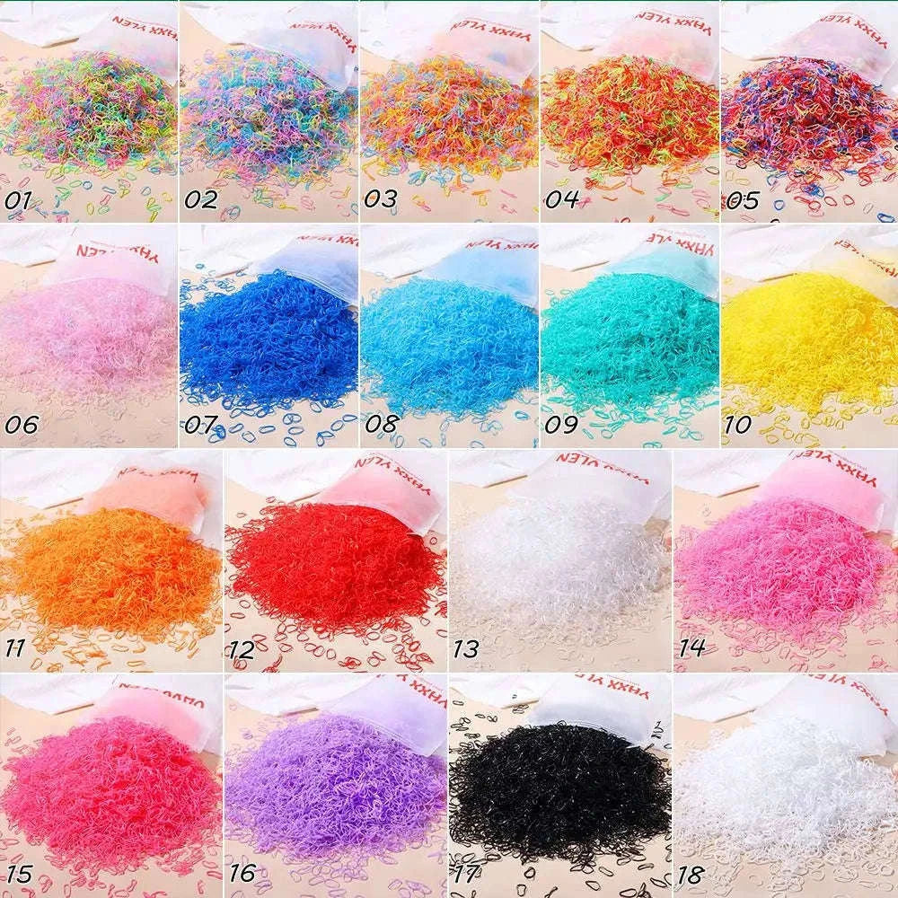 Colorful Mini Hair Ties Bulk Pack for Kids' Everyday Styling-1 / 1000pcs