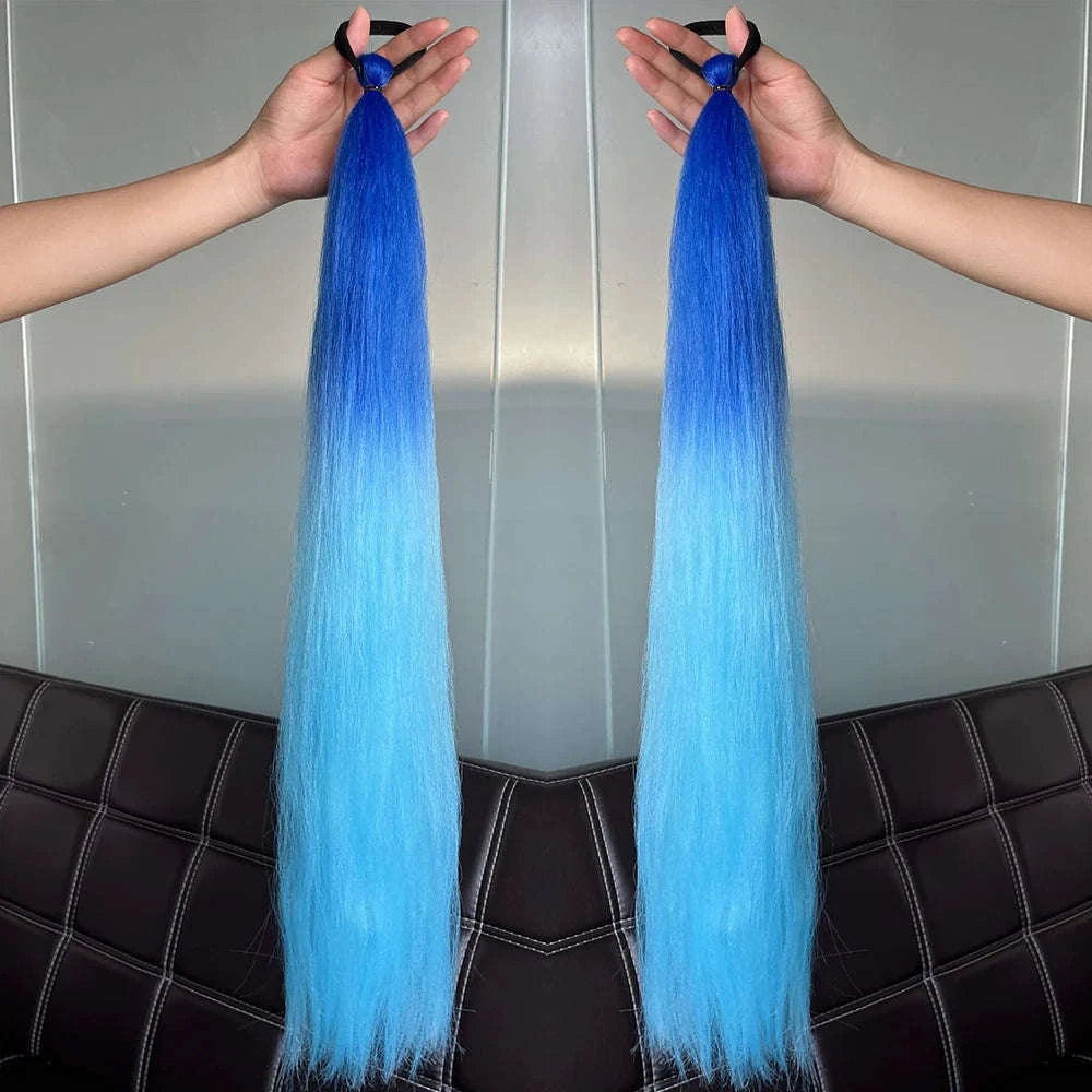 Colorful Ponytail Extension Set – DIY Braided Hairpiece-A16 / 24inches