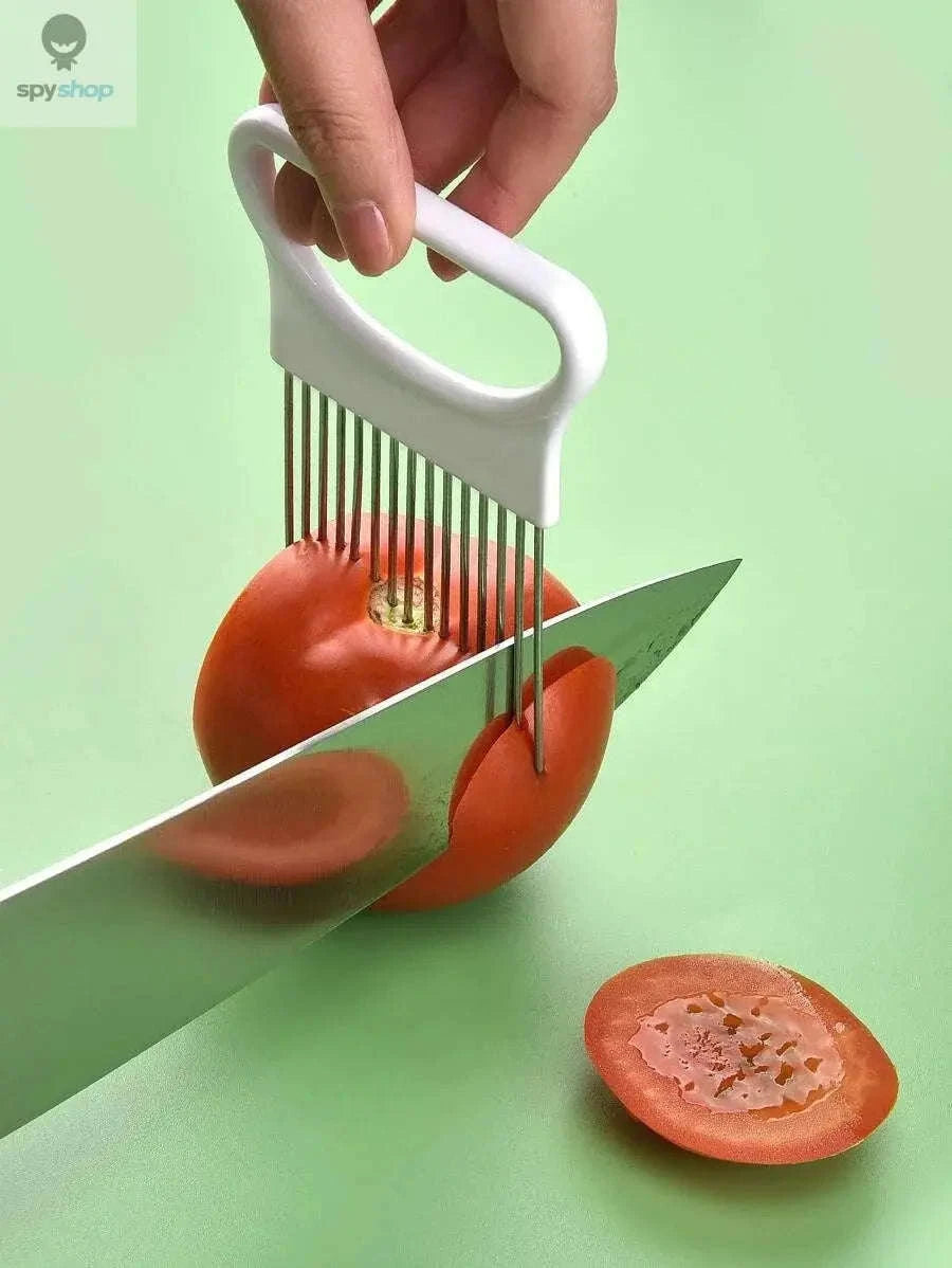 Colorful Stainless Steel Onion Slicer – Fast, Safe, Precise Cutting-blue