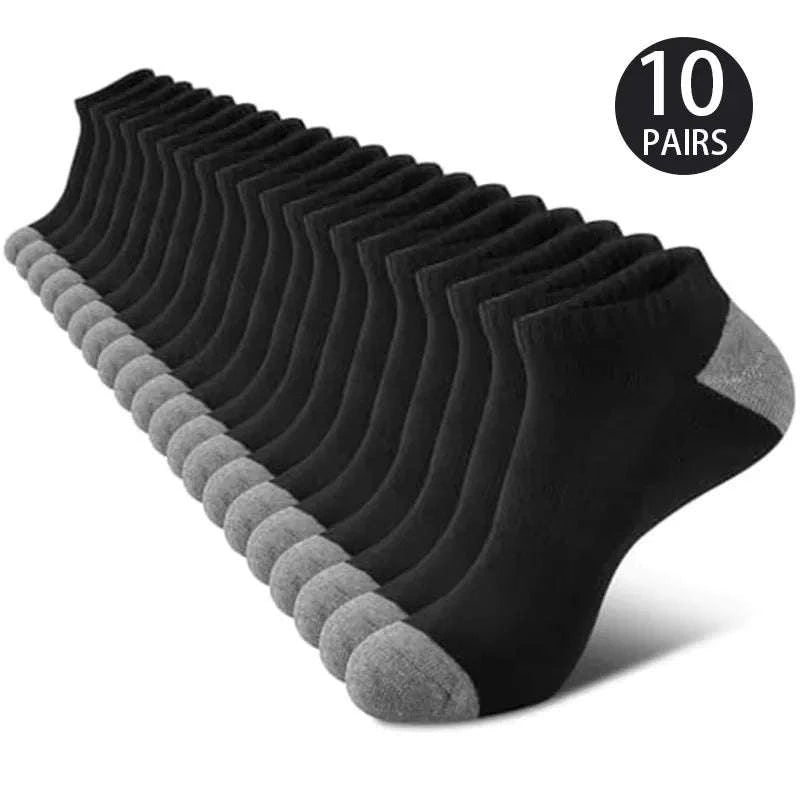 Comfortable Breathable Low-Cut Socks – 10 Pairs-10 Pairs Black B / One Size