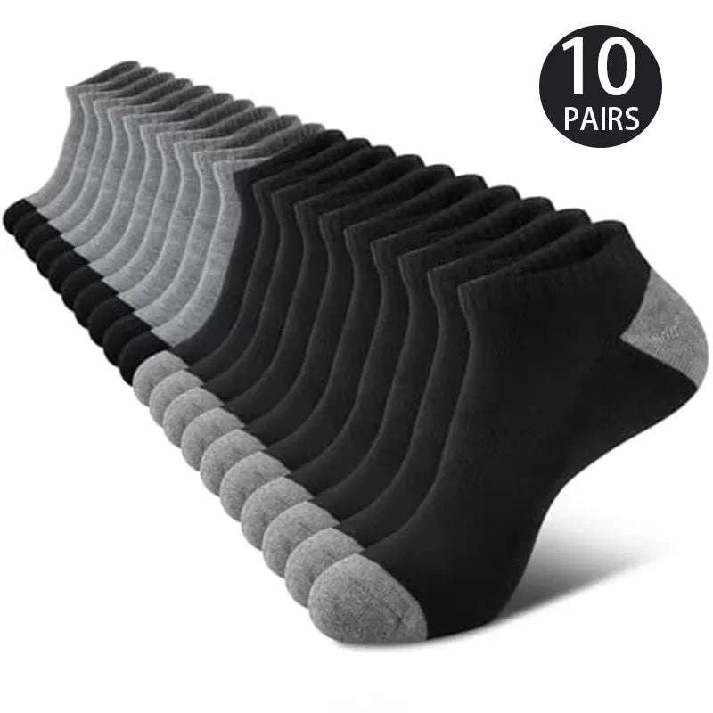 Comfortable Breathable Low-Cut Socks – 10 Pairs-10 Pairs Black B / One Size