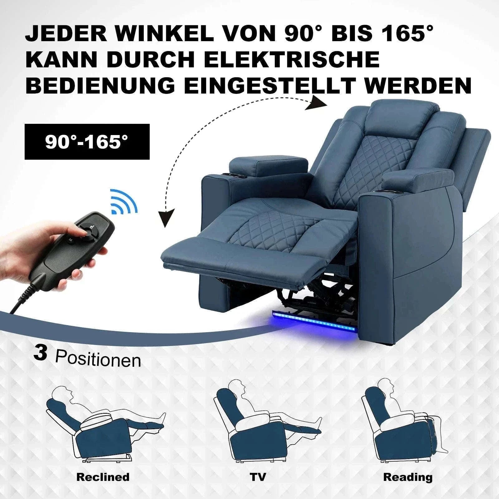 COMHOMA Relax TV Armchair with Recliner, LED & Massage-