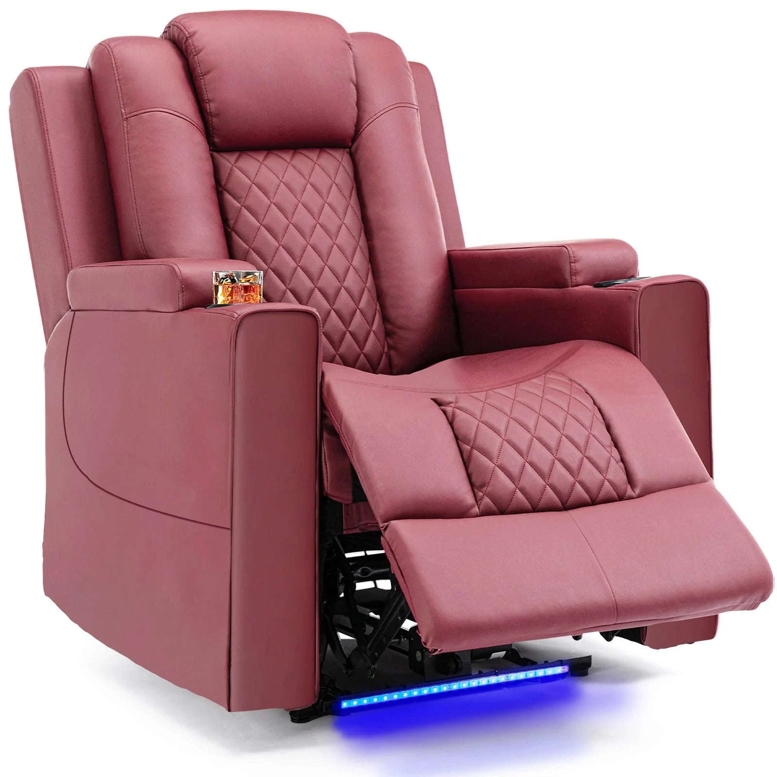 COMHOMA Relax TV Armchair with Recliner, LED & Massage Function-Red / One Seat / EU|GERMANY
