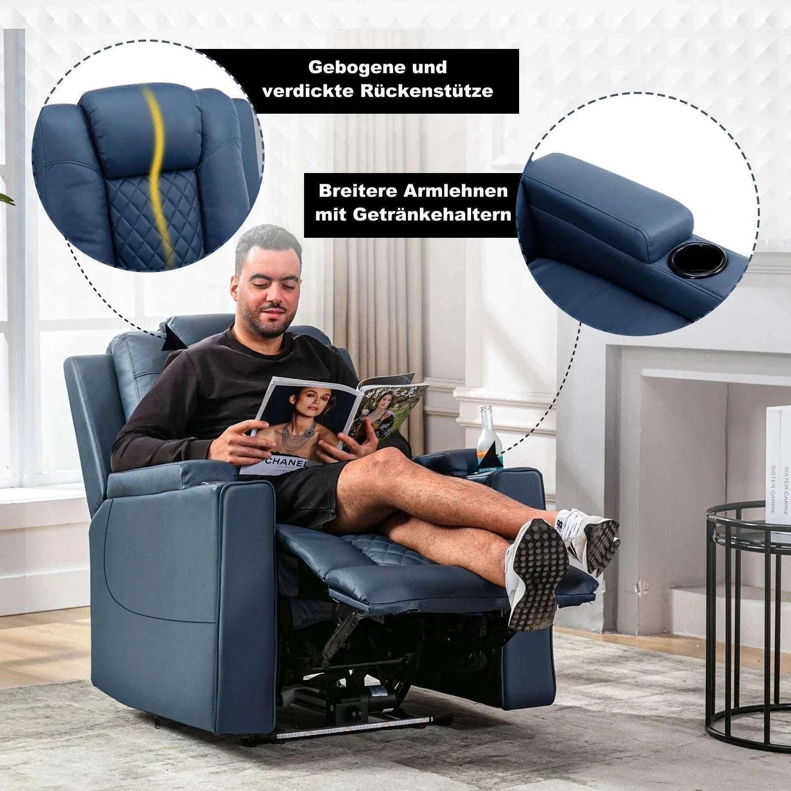 COMHOMA Relax TV Armchair with Recliner, LED & Massage-