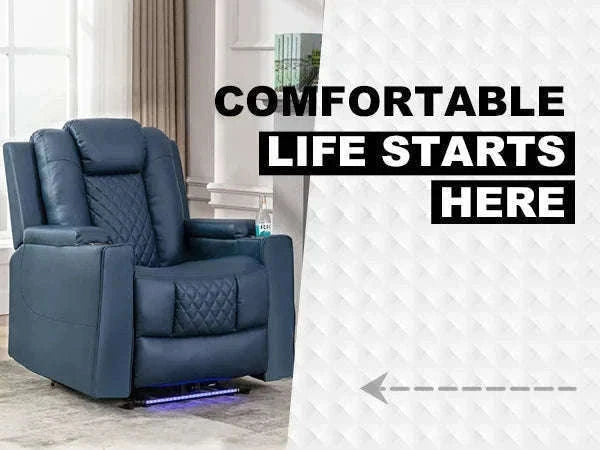 COMHOMA Relax TV Armchair with Recliner, LED & Massage-Red / One Seat / EU|GERMANY