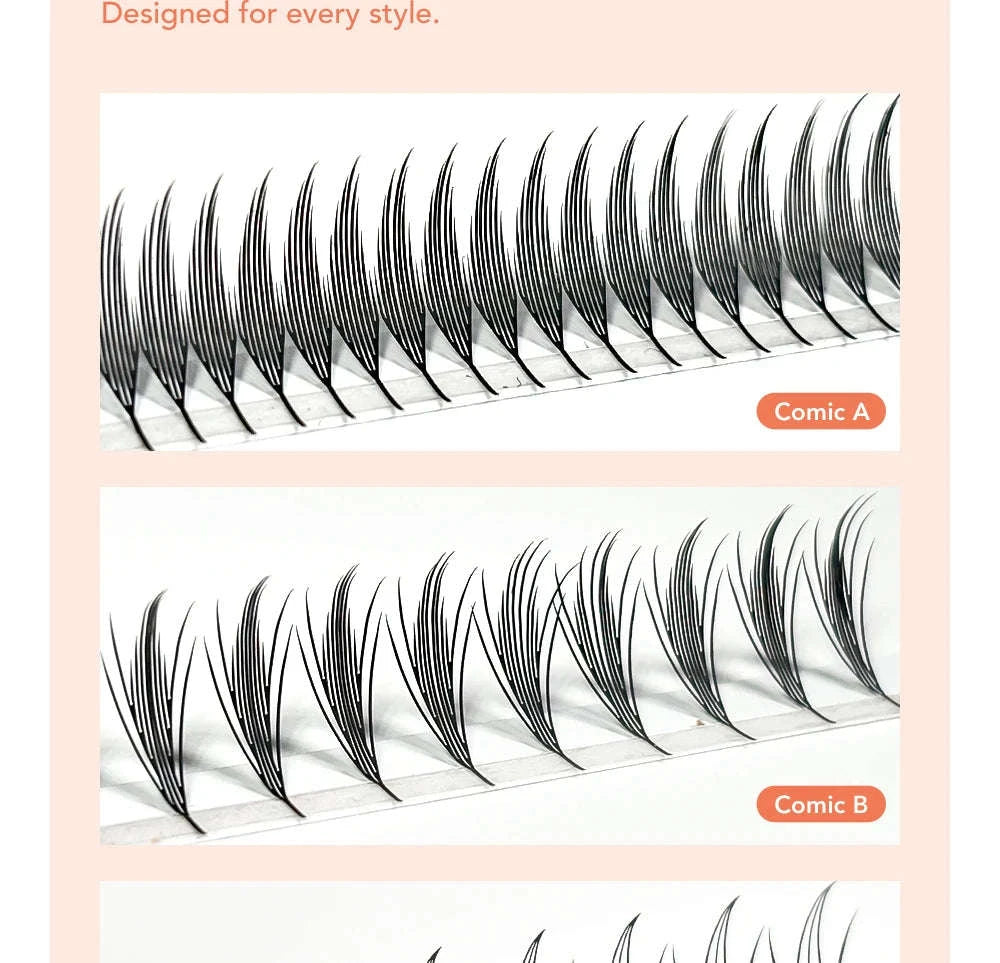 Comic Spire Manga Eyelash Extensions – Super Soft Anime Lashes-A COMIC EYELASH / D / 0.05mm|9-15 Mix|CHINA