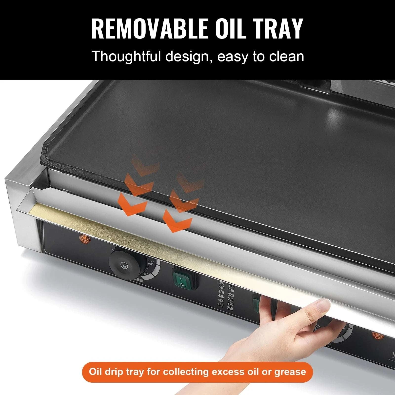Commercial 3600W Panini Grill with Temp Control and 19x9 Surface-3600W 19x9in / United States