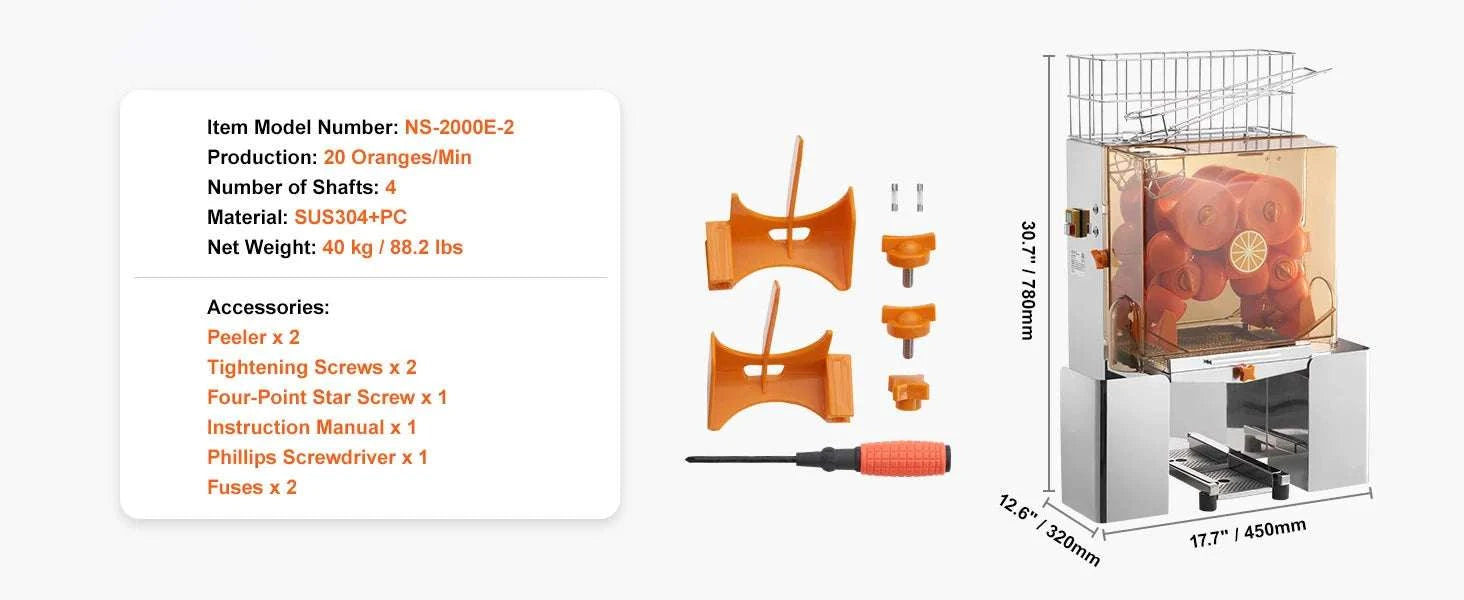 Commercial Automatic Orange Juicer Machine Stainless Steel 20 Oranges/Min-Semi-Automatic / United States