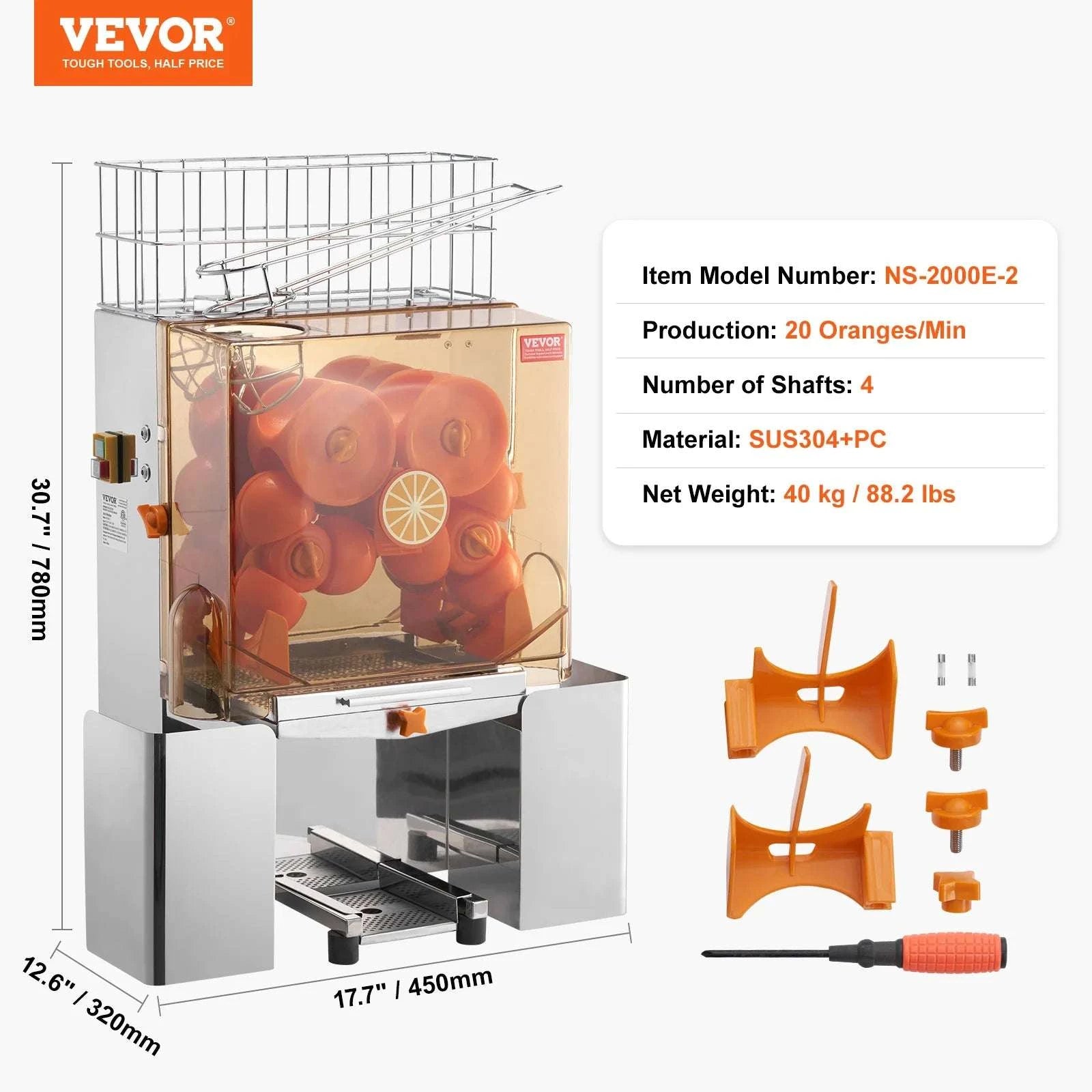 Commercial Automatic Orange Juicer Machine Stainless Steel 20 Oranges/Min-Semi-Automatic / United States