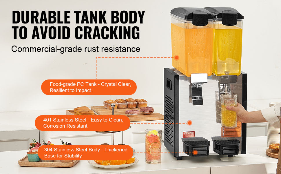 Kommersiell dryckesdispenser 10L–18L rostfri kylmaskin