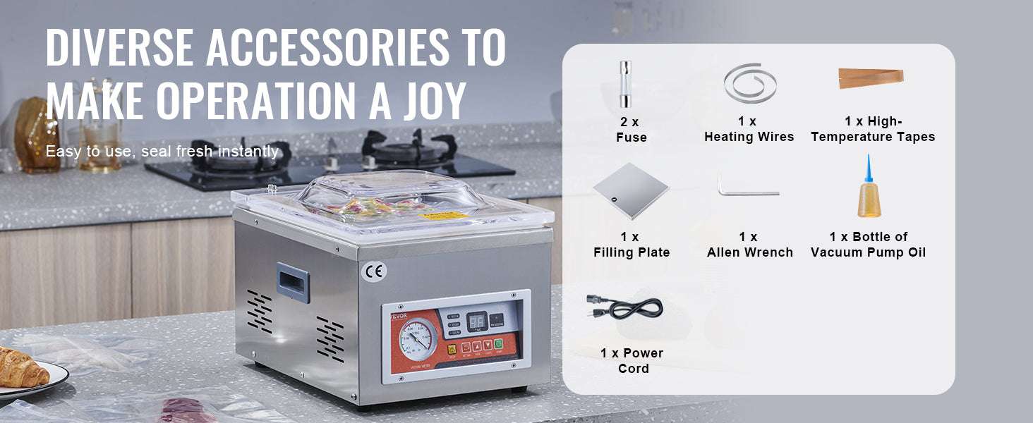 Commercial Chamber Vacuum Sealer 260mm Food Packaging Machine-france