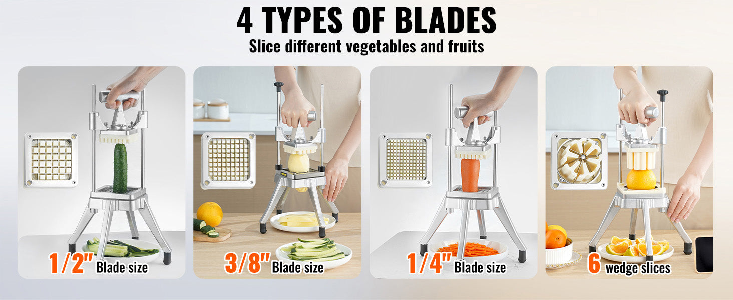 Manual Vegetable Chopper with 4 Blades and Stable Base
