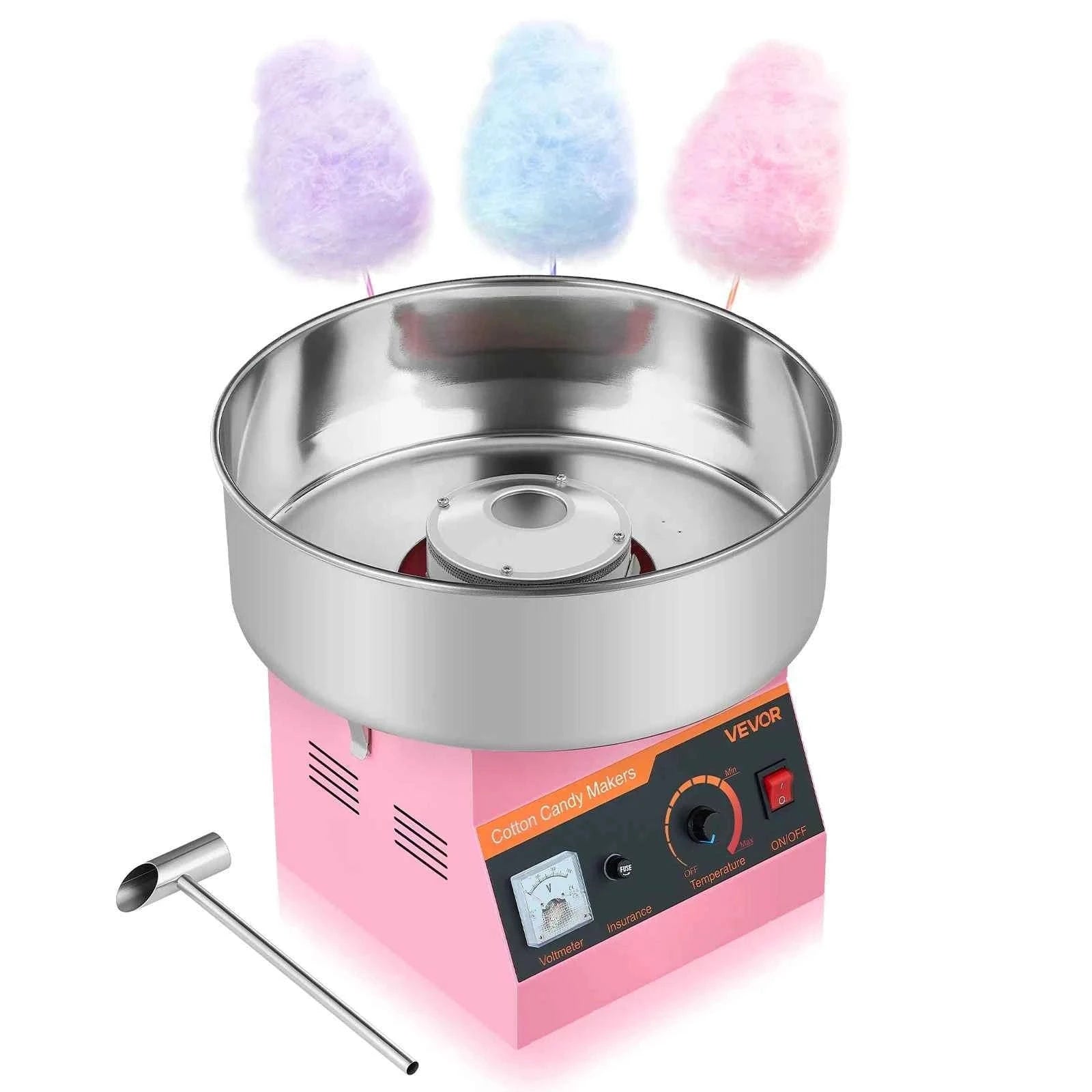 Commercial Cotton Candy Machine, 1000W Electric Candy Floss Maker with 15 Inch Stainless Steel Bowl-Pink / Germany