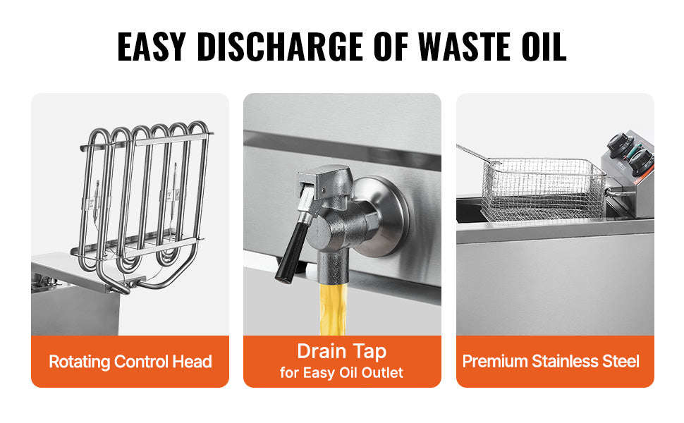 Commercial Deep Fryer 2 x 11L Double Stainless Steel Oil Fryer with Filtration-2 x 11.6Qt / france