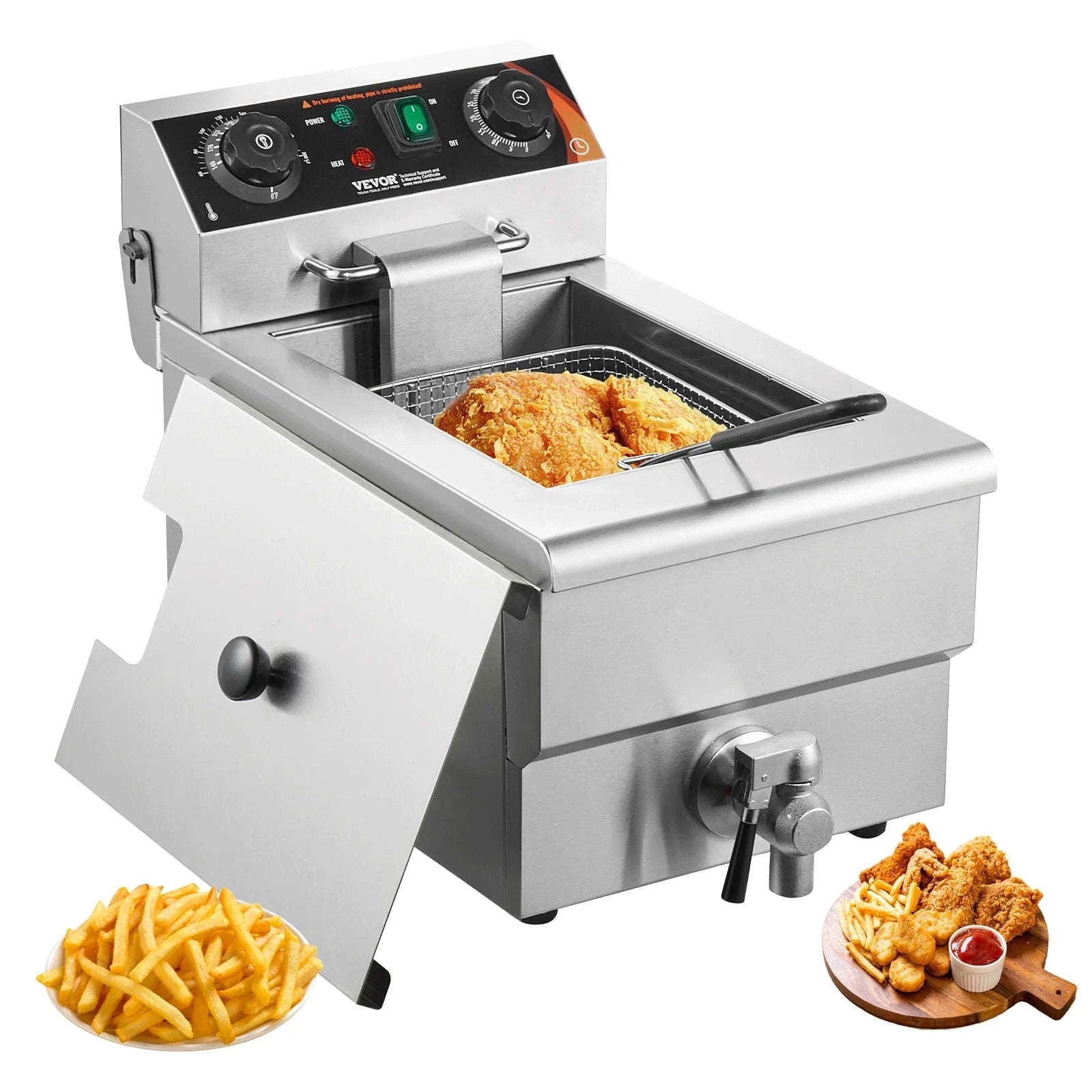 Commercial Deep Fryer Electric Countertop Stainless Steel Single Fryer-Upgraded type / france