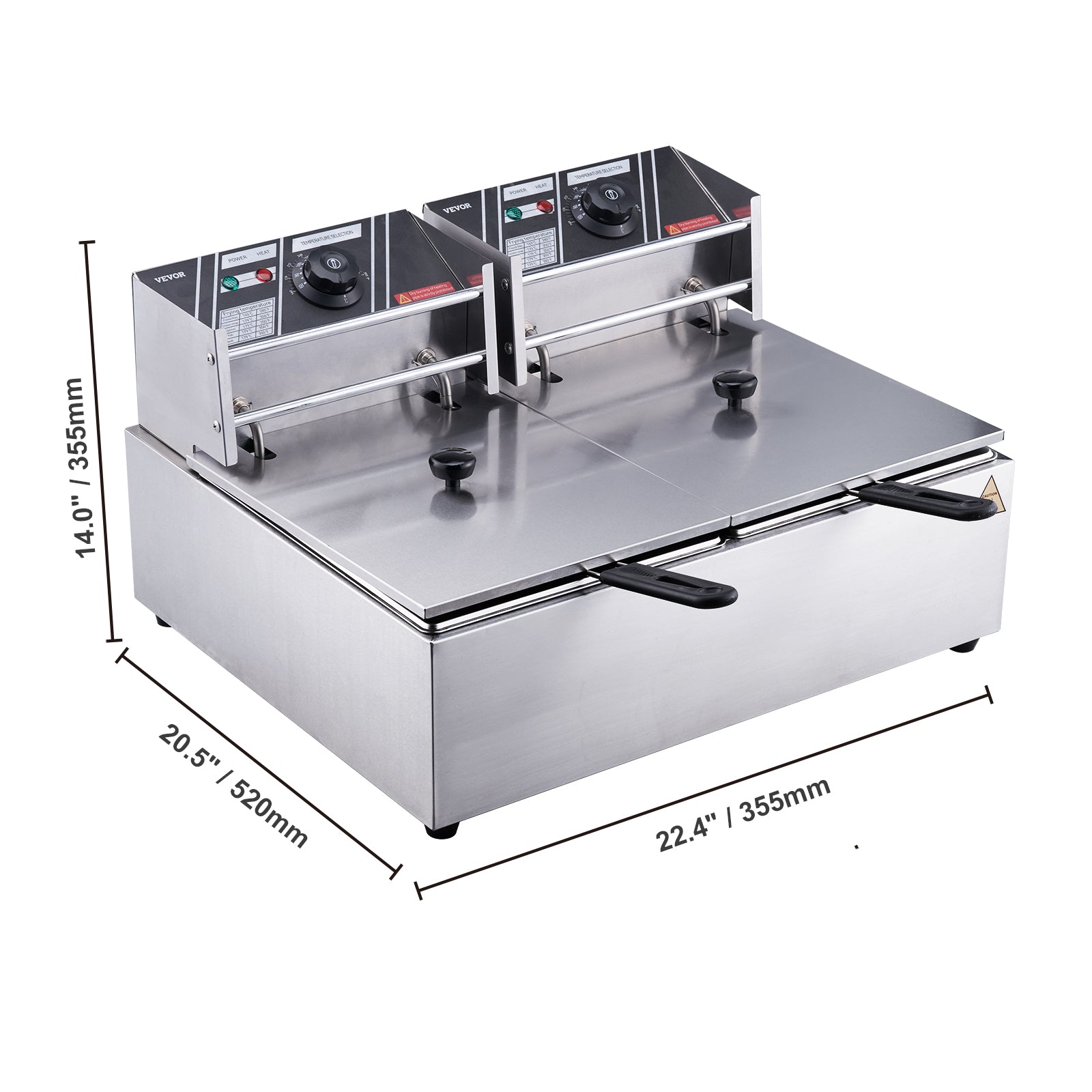 Freidora eléctrica de doble tanque de 12L con control de temperatura