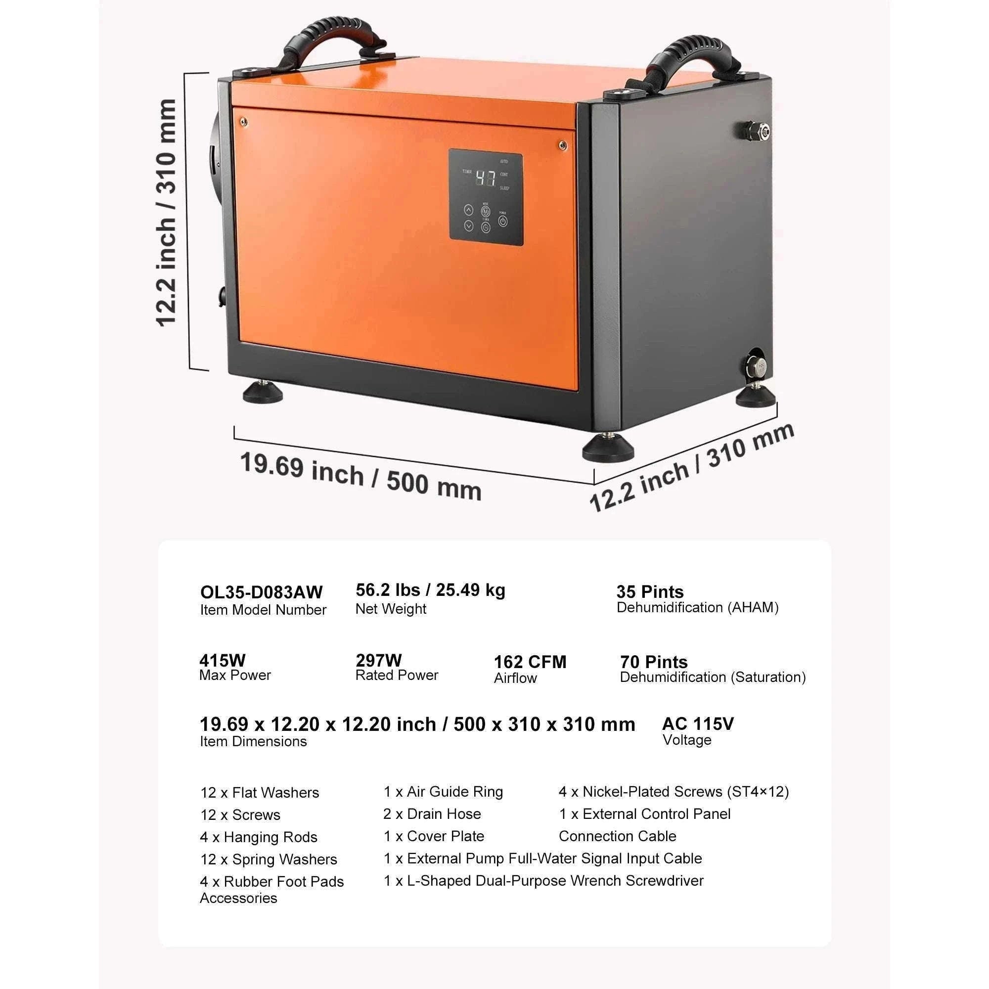 Commercial Dehumidifier 70 Pints with Drain Hose for Basement-35pt Type1 / United States