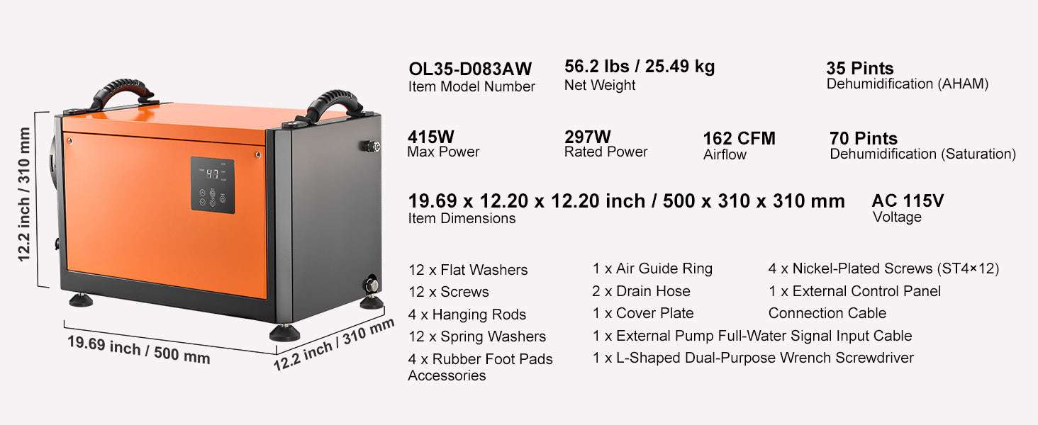 Commercial Dehumidifier 70 Pints with Drain Hose for Basement-35pt Type1 / United States