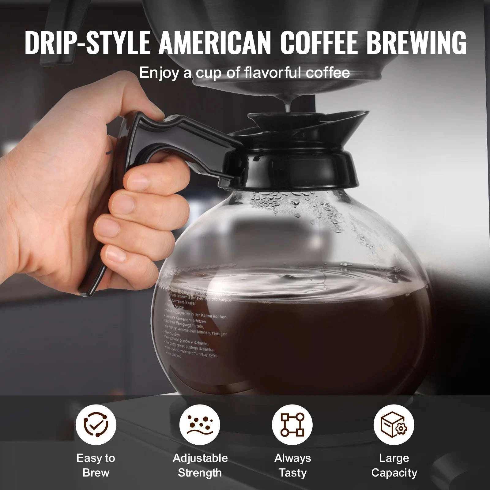 Commercial Drip Coffee Maker with Glass Carafes and Warming Plates-4 Warming Zones / United States