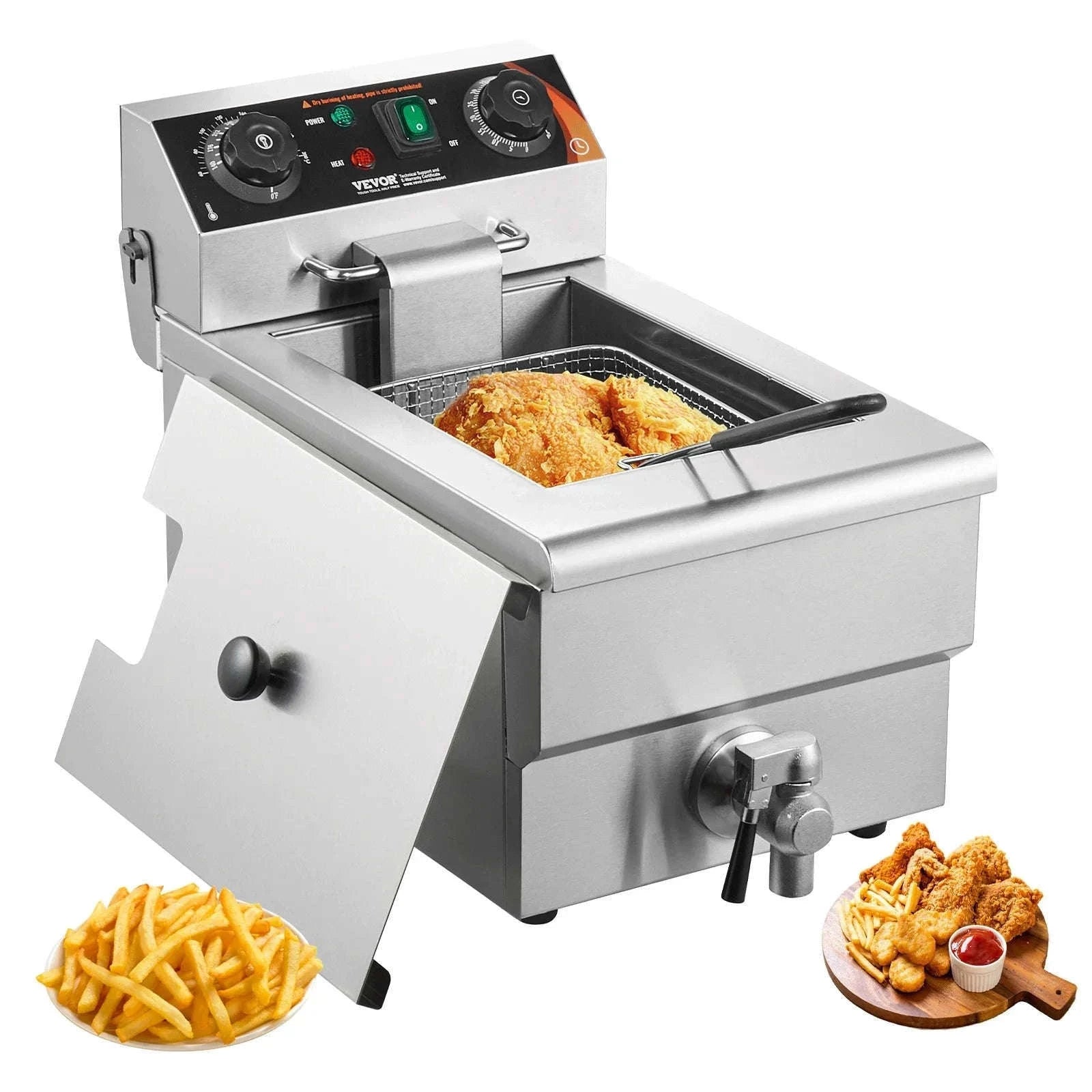 Commercial Electric Countertop Deep Fryer, Stainless Steel 9L-Basic type / United States
