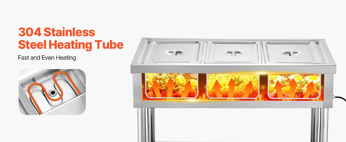 Commercial Electric Food Warmer Steam Table with 3-5 Pans-3 Pans / United States
