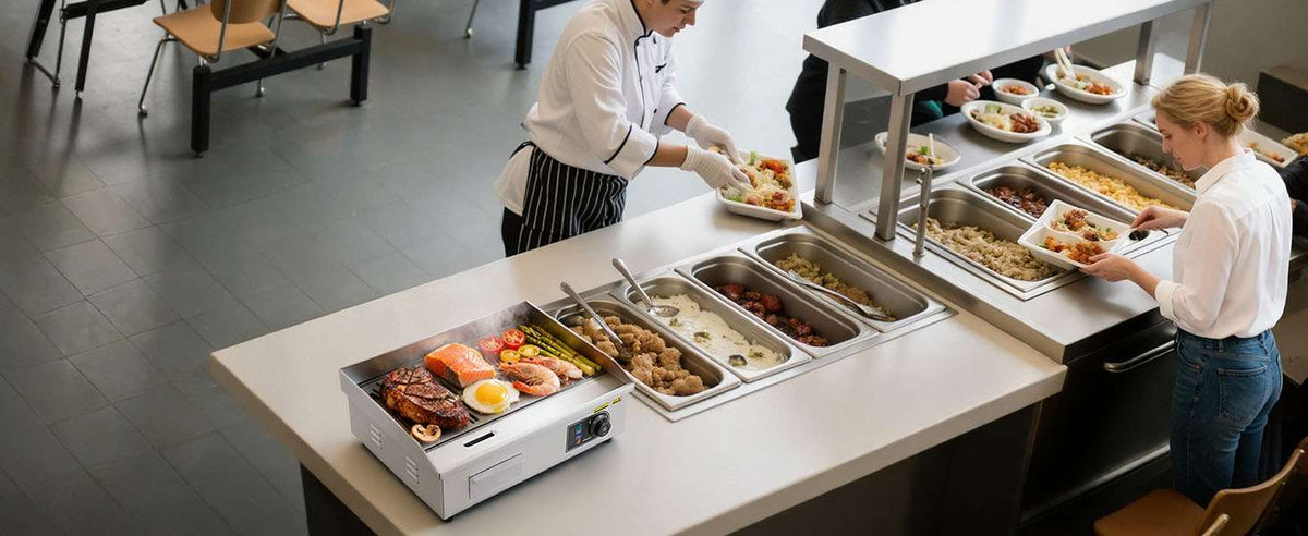 Commercial Electric Griddle 3200W Flat Top Grill with Temp Control-28.5inch Half flat / United States
