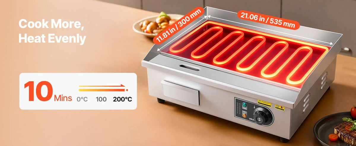 Commercial Electric Griddle 3200W Flat Top Grill with Temp Control-28.5inch Half flat / United States