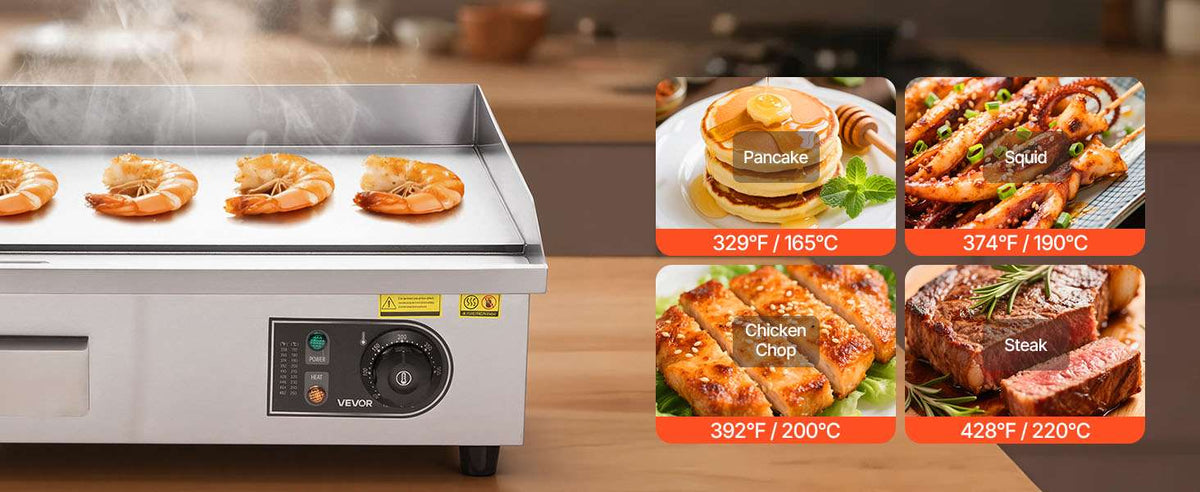 Commercial Electric Griddle 3200W Flat Top Grill with Temp Control-28.5inch Half flat / United States