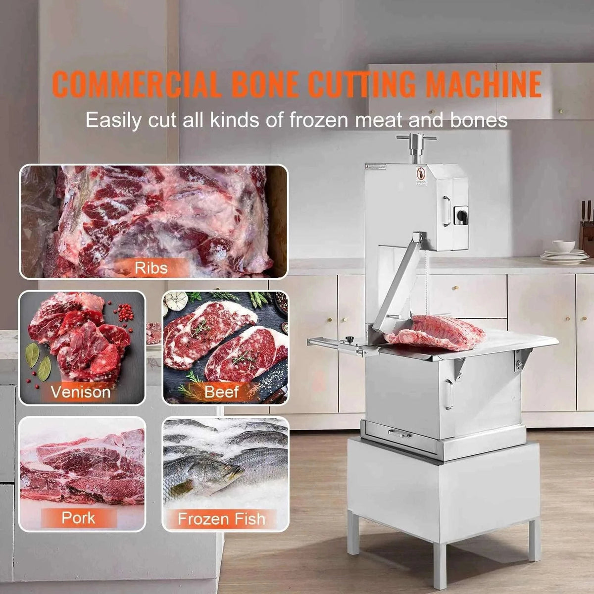 Commercial Electric Meat Bandsaw for Frozen Meat and Bone-United States