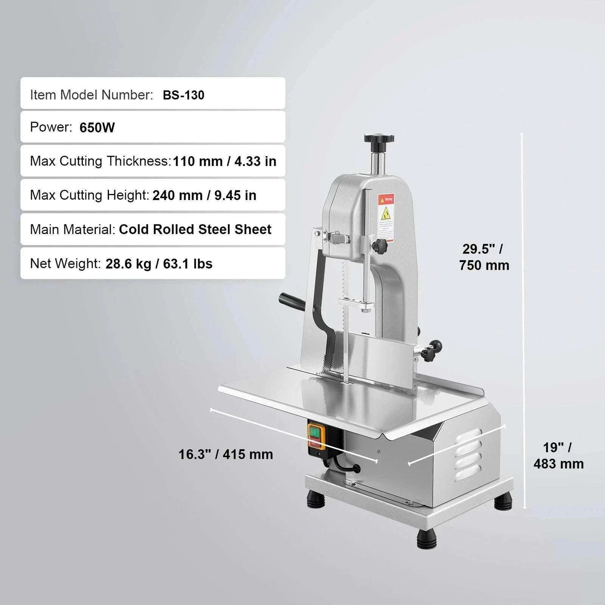 Commercial Electric Meat Bandsaw Stainless Steel Bone Saw 650W-1800W / spain