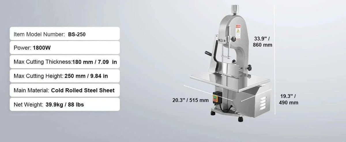 Commercial Electric Meat Bandsaw Stainless Steel Bone Saw 650W-1800W / spain