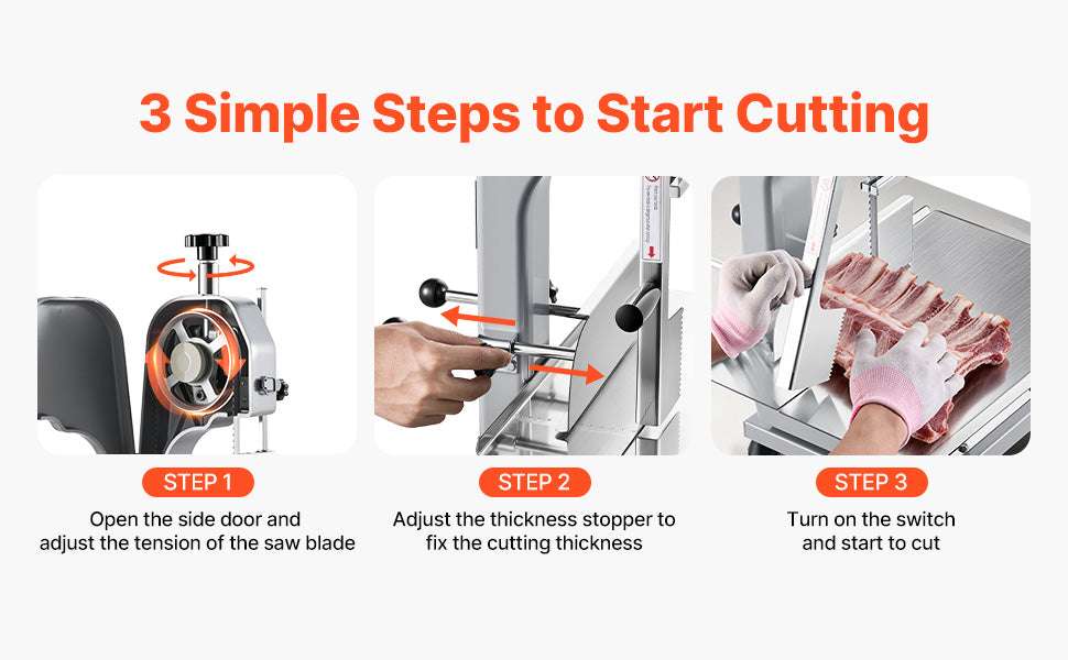 Commercial Electric Meat Bandsaw Stainless Steel Bone Saw 650W-1800W / spain