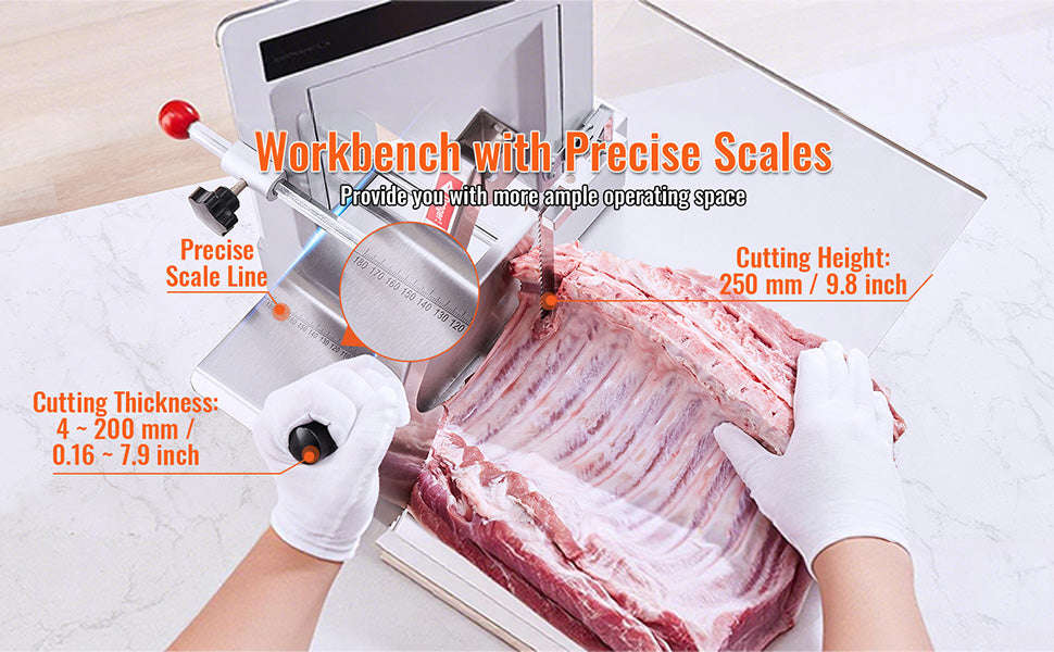 Commercial Electric Meat Bandsaw Stainless Steel Countertop Bone Sawing Machine with 6 Blades-1500W / United States
