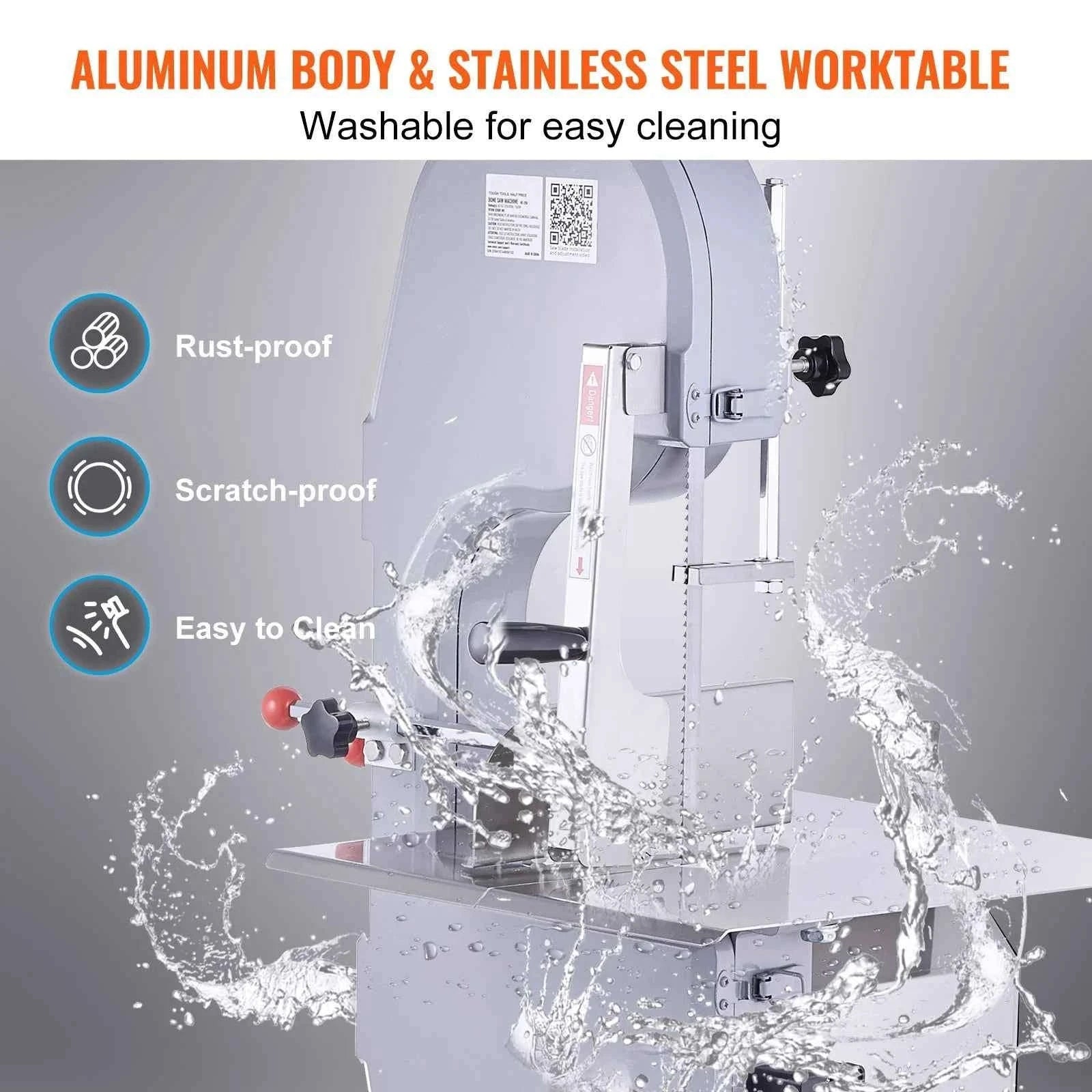 Commercial Electric Meat Bandsaw Stainless Steel Countertop Bone Sawing Machine with 6 Blades-1500W / United States