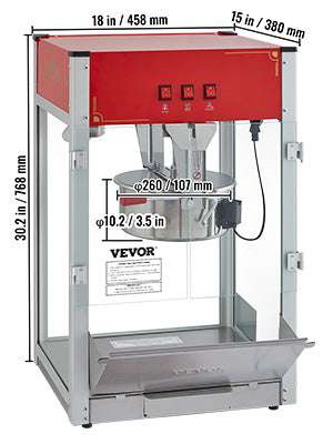 Commercial Electric Popcorn Machine 8/12 Oz High Output Popper-8 Oz Countertop / United States