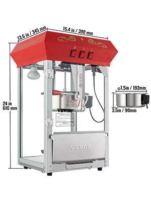 Commercial Electric Popcorn Machine 8/12 Oz High Output Popper-8 Oz Countertop / United States