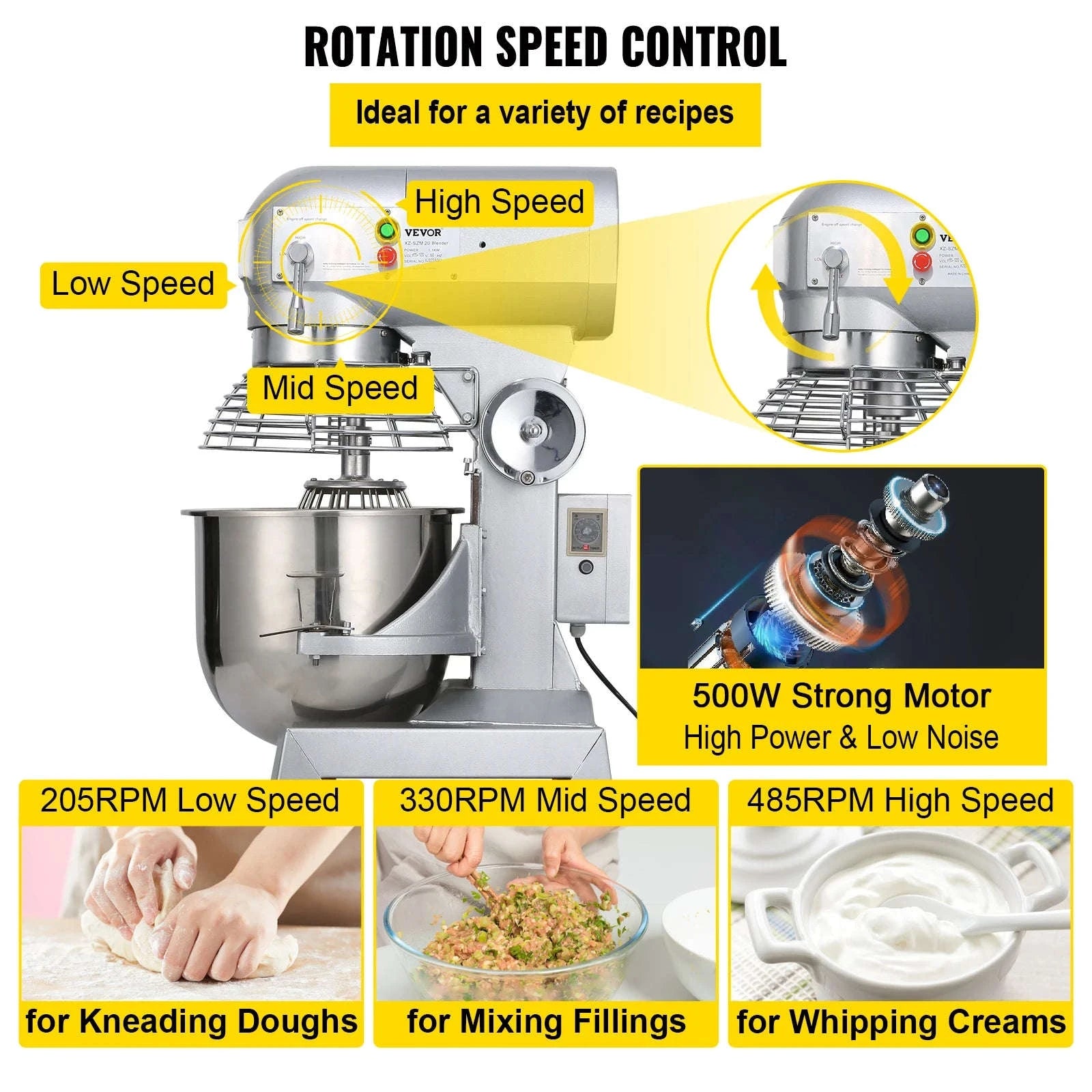 Commercial Food Mixer 10Qt 3-Speed Stainless Steel-10L / United States