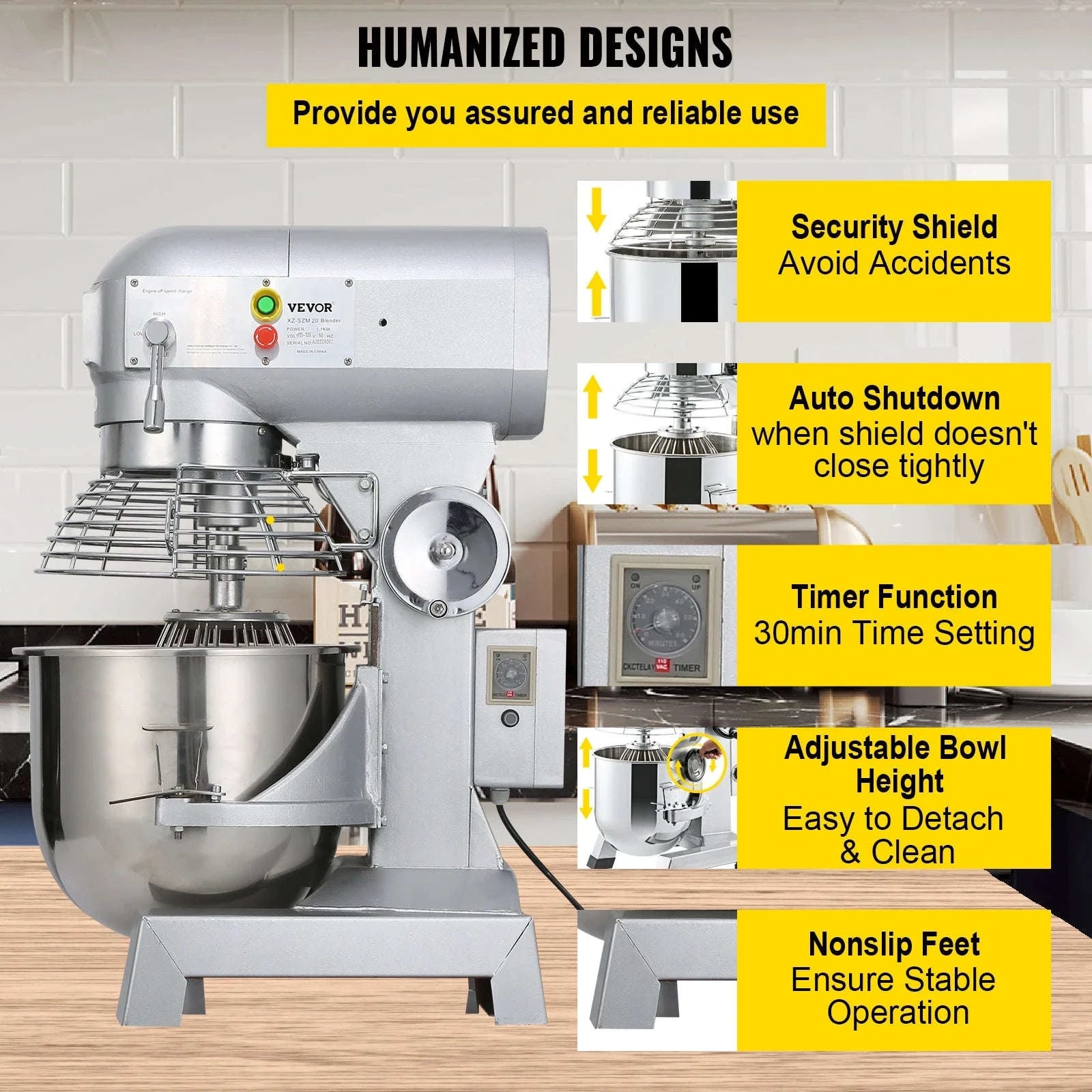 Commercial Food Mixer 10Qt 3-Speed Stainless Steel-10L / United States