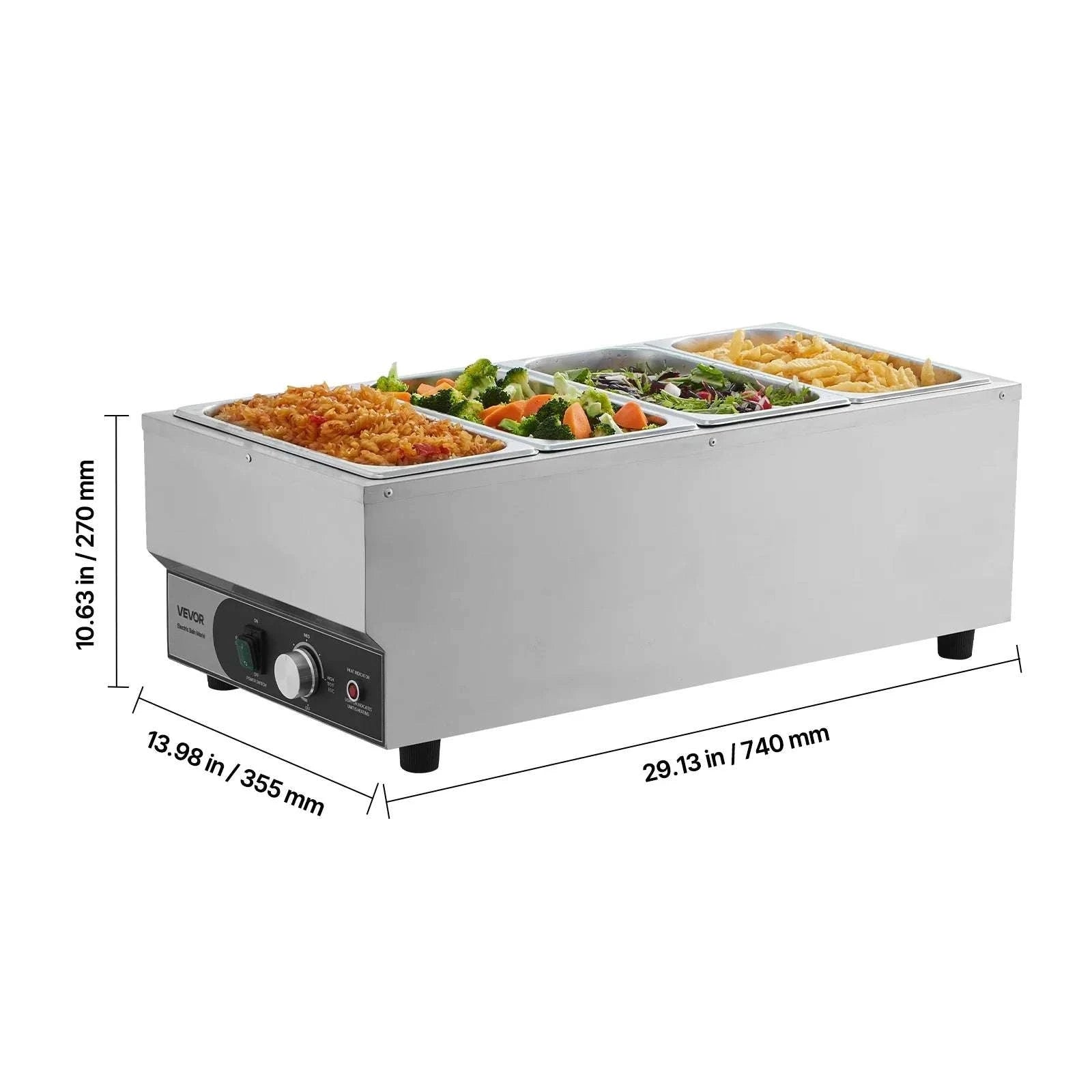 Commercial Food Warmer 1500W Bain Marie with 4 Pans-United States / Stainless steel