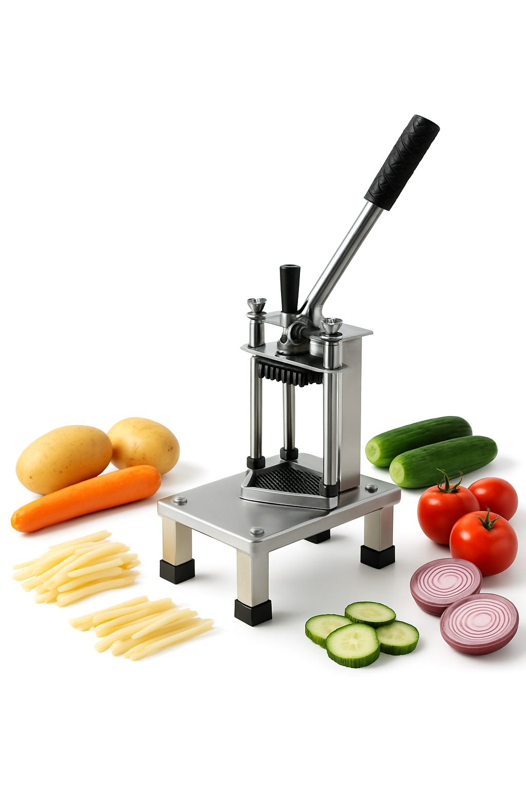 Commercial French Fry Cutter with 3 Stainless Steel Blades