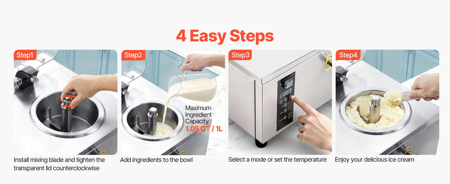 Commercial Hard Ice Cream Machine 500W 1.32 Gal/Hour 2.8L Cylinder-2.8L / United States