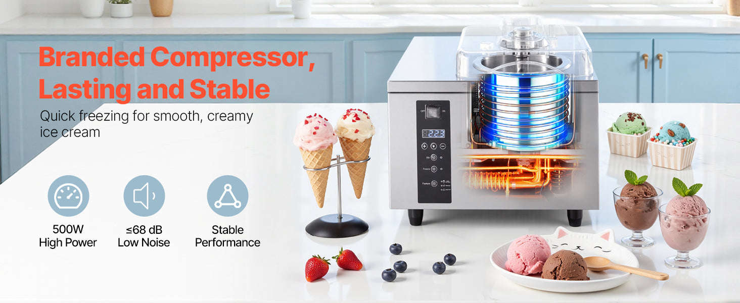 Commercial Hard Ice Cream Machine 500W 1.32 Gal/Hour 2.8L Cylinder-2.8L / United States