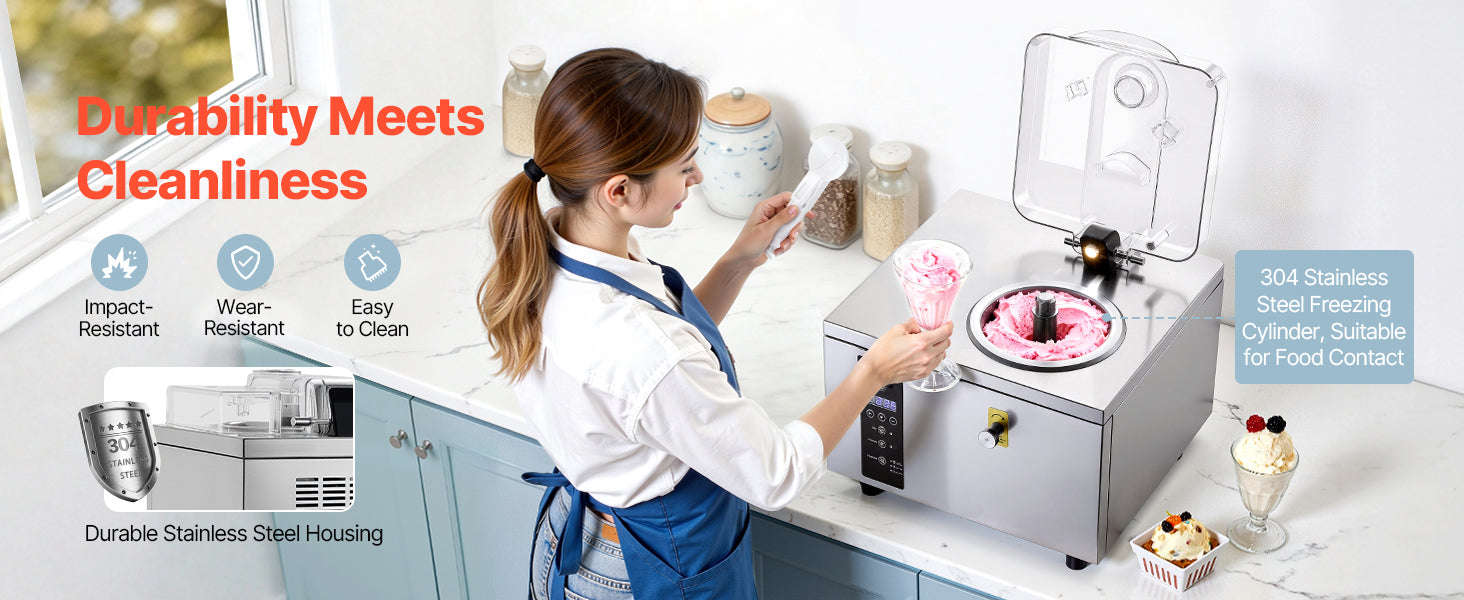 Commercial Hard Ice Cream Machine 500W 1.32 Gal/Hour 2.8L Cylinder-2.8L / United States