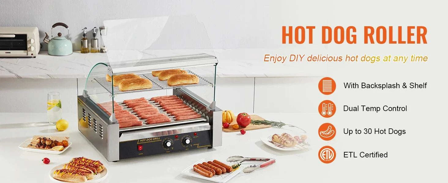 Commercial Hot Dog Roller Grill – 5, 7 or 11 Rollers for Fast Even Cooking-5 Rod / United States