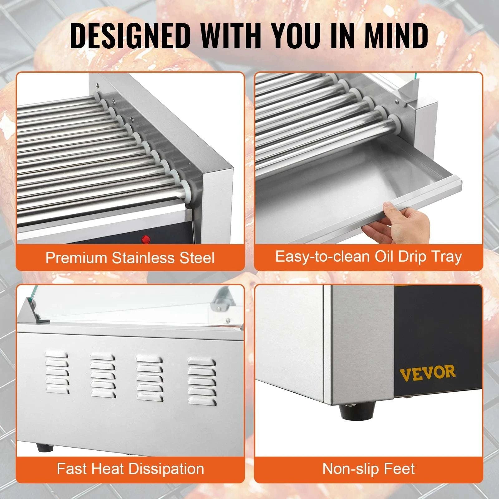 Commercial Hot Dog Roller Grill Machine 5/7/11 Rollers-5 Rod / United States