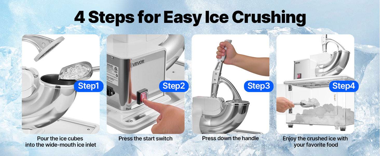 Commercial Ice Crusher 661 lbs/h Electric Snow Cone Machine 350W-Blue / United States