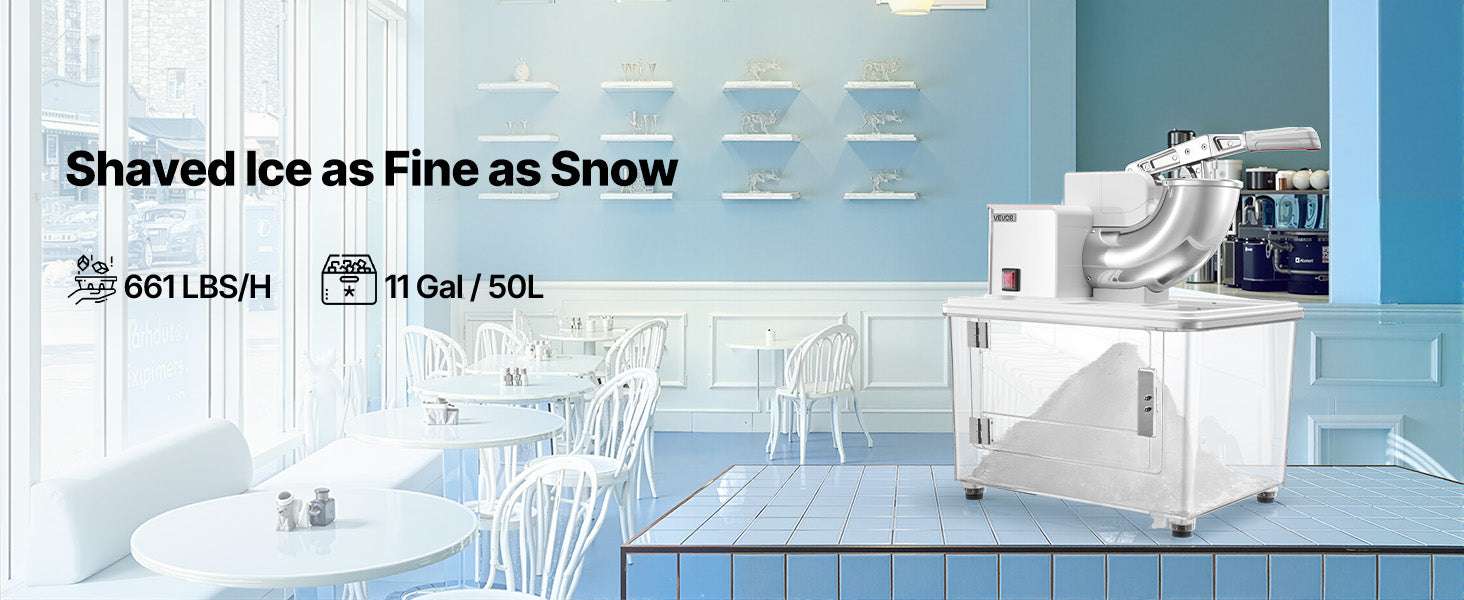 Commercial Ice Crusher 661 lbs/h Electric Snow Cone Machine 350W-Blue / United States